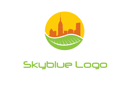 skyline building on leaf logo