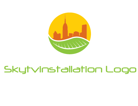 skyline building on leaf logo