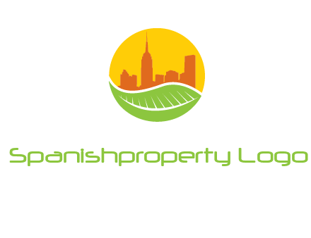 skyline building on leaf logo