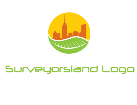 skyline building on leaf logo