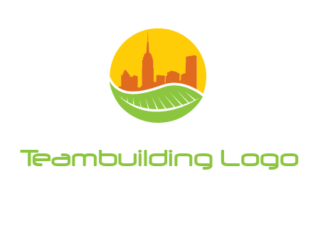 skyline building on leaf logo