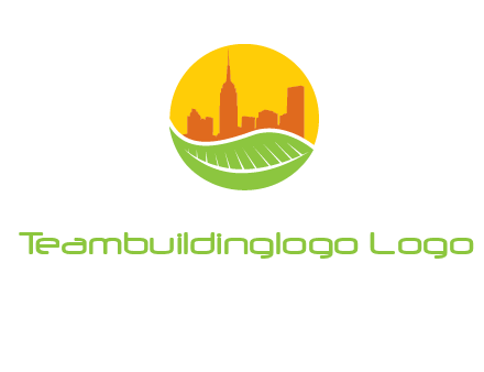 skyline building on leaf logo