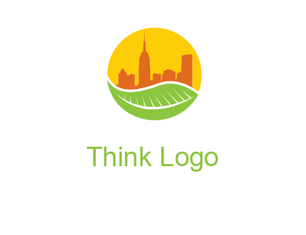 skyline building on leaf logo