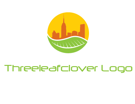 skyline building on leaf logo