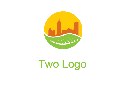 skyline building on leaf logo