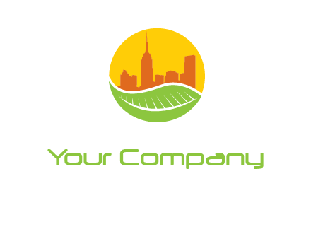 skyline building on leaf logo
