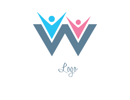 letter w human logo