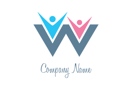 letter w human logo
