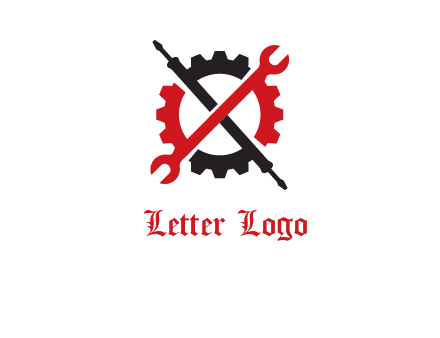 gear and tools letter X logo