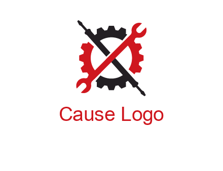 gear and tools letter X logo