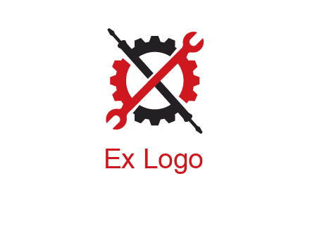 gear and tools letter X logo