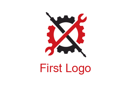 gear and tools letter X logo