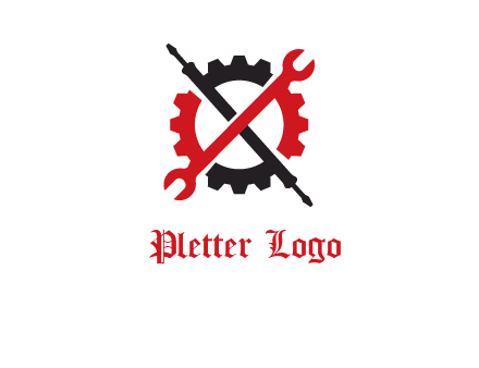 gear and tools letter X logo