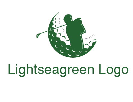 man swinging club in golf ball sports logo
