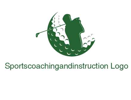 man swinging club in golf ball sports logo