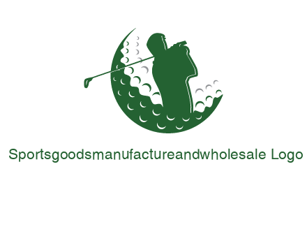 man swinging club in golf ball sports logo