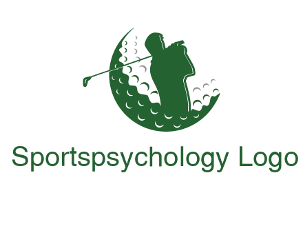 man swinging club in golf ball sports logo