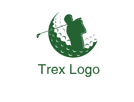 man swinging club in golf ball sports logo