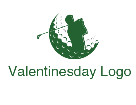 man swinging club in golf ball sports logo