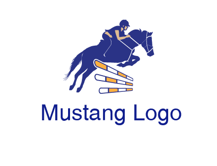 horse jockey over hurdle sports logo