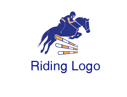 horse jockey over hurdle sports logo