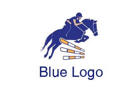 horse jockey over hurdle sports logo