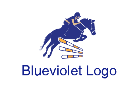 horse jockey over hurdle sports logo