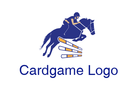 horse jockey over hurdle sports logo