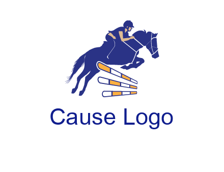 horse jockey over hurdle sports logo