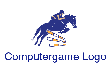 horse jockey over hurdle sports logo