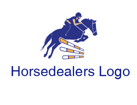 horse jockey over hurdle sports logo