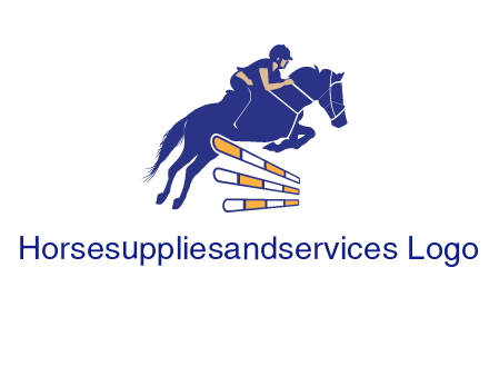 horse jockey over hurdle sports logo