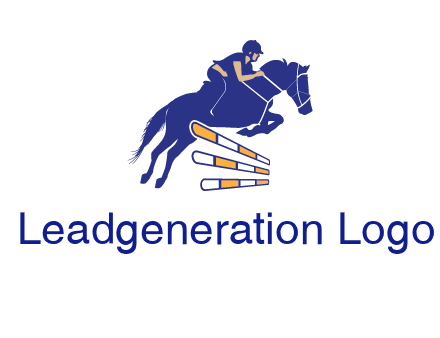 horse jockey over hurdle sports logo