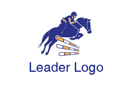 horse jockey over hurdle sports logo