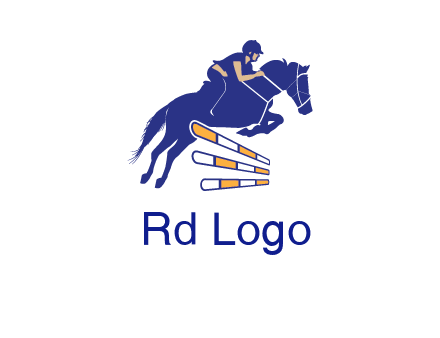 horse jockey over hurdle sports logo