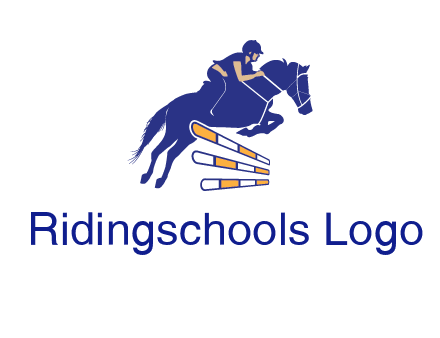 horse jockey over hurdle sports logo