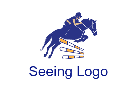horse jockey over hurdle sports logo