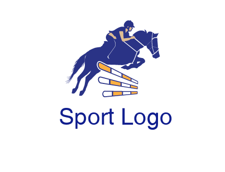 horse jockey over hurdle sports logo