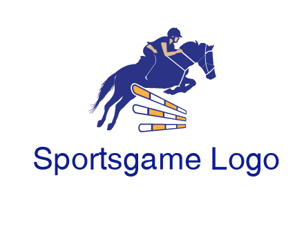 horse jockey over hurdle sports logo