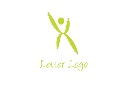letter X with circle forming people icon