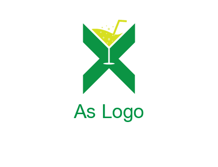 letter X forming negative spacing glass with drink