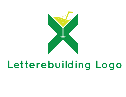 letter X forming negative spacing glass with drink