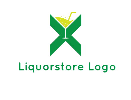letter X forming negative spacing glass with drink