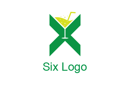 letter X forming negative spacing glass with drink