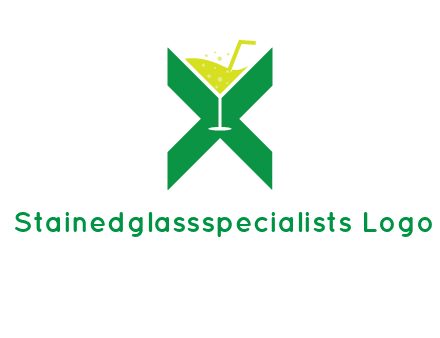 letter X forming negative spacing glass with drink