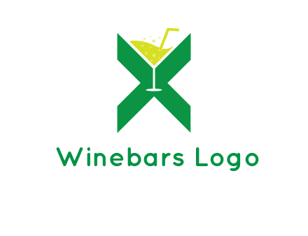 letter X forming negative spacing glass with drink