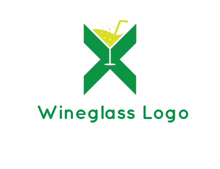 letter X forming negative spacing glass with drink