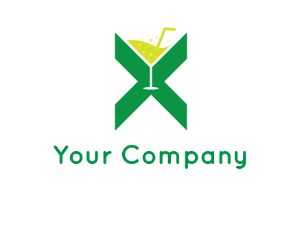 letter X forming negative spacing glass with drink
