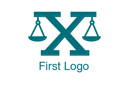 legal scale on letter X logo