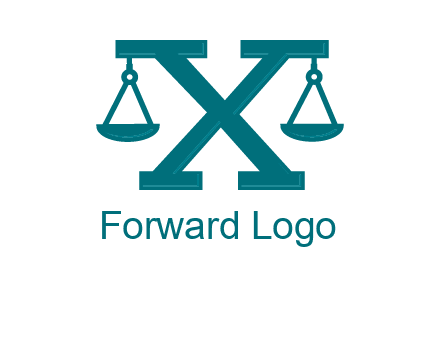 legal scale on letter X logo